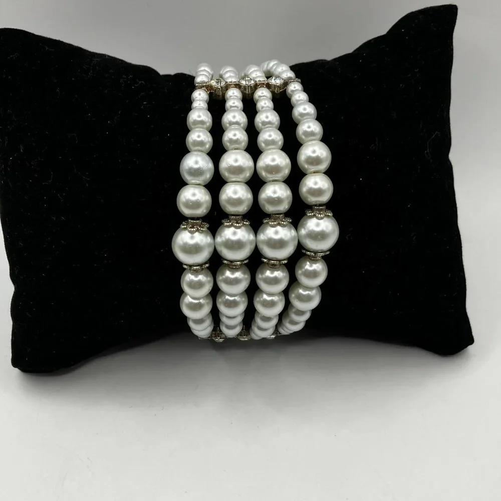 Pearl Bracelet 4 Strand Pearl Cuff Bracelet Brand New Fits ALL